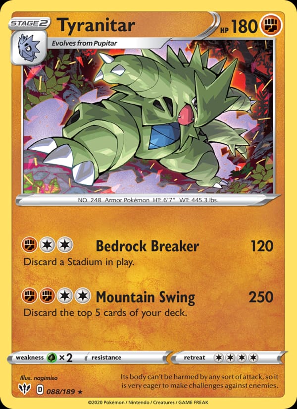 Tyranitar 088/189 Darkness Ablaze Pokémon card