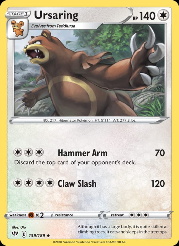 Ursaring 139/189 Darkness Ablaze Pokémon card