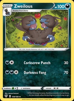 Zweilous 109/189 Uncommon – Darkness Ablaze Pokémon card