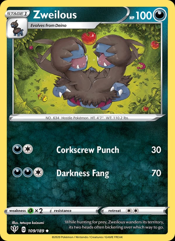 Zweilous 109/189 Darkness Ablaze Pokémon card
