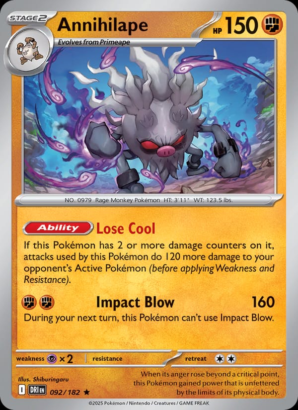 Annihilape 092/182 Destined Rivals Pokémon card