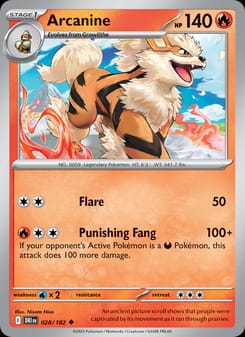 Arcanine 028/182 Uncommon – Destined Rivals Pokémon card