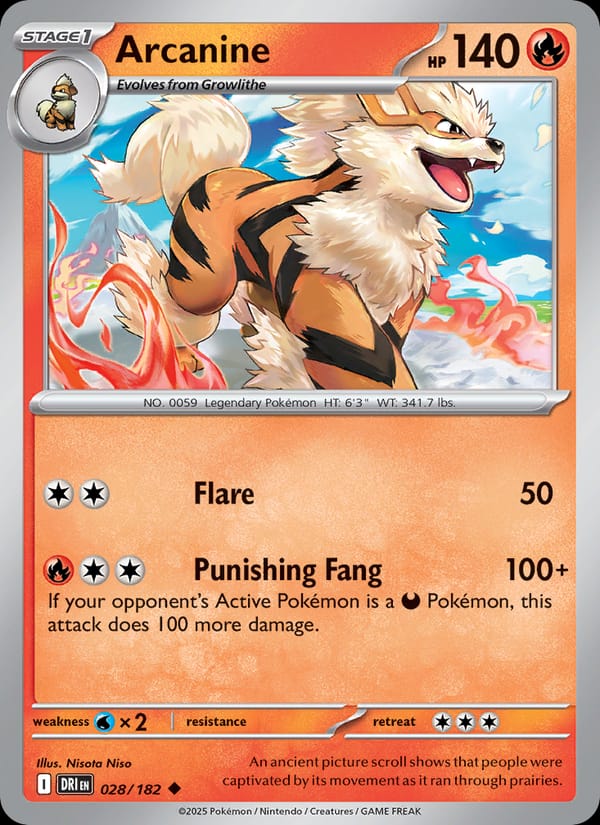 Arcanine 028/182 Destined Rivals Pokémon card