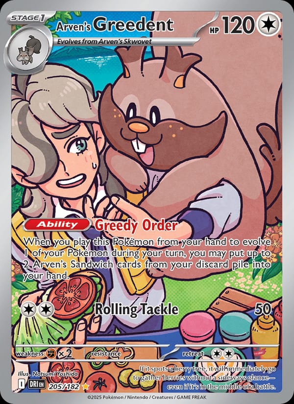 Arven's Greedent 205/182 Destined Rivals Pokémon card