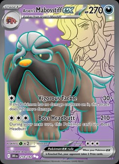 Arven's Mabosstiff ex 218/182 Ultra Rare – Destined Rivals Pokémon card