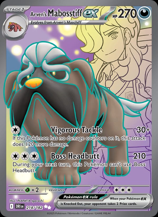 Arven's Mabosstiff ex 218/182 Destined Rivals Pokémon card