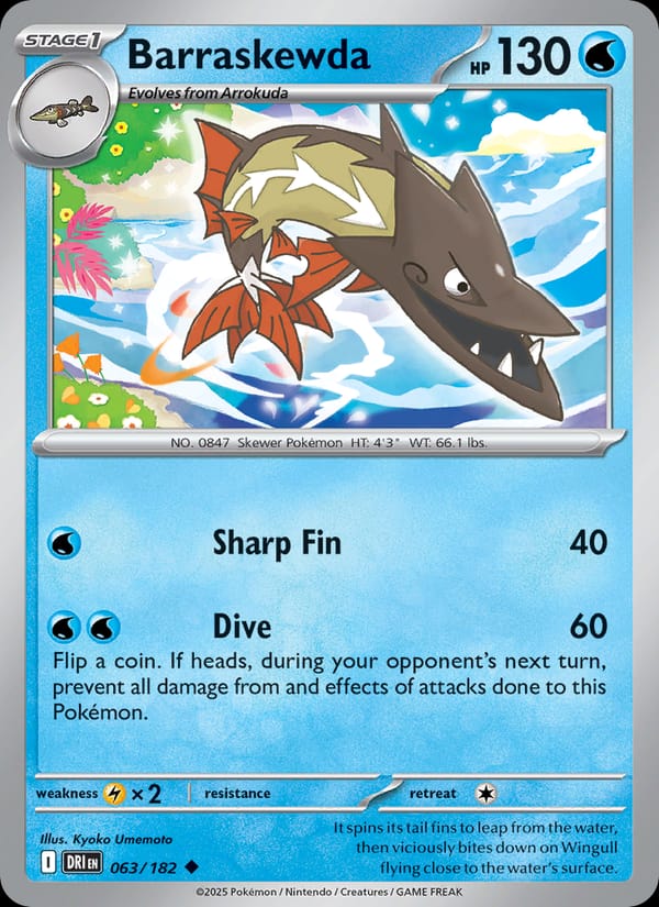 Barraskewda 063/182 Destined Rivals Pokémon card