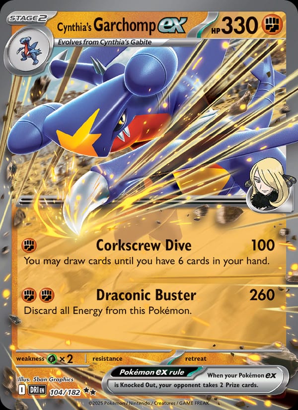 Cynthia's Garchomp ex 104/182 Destined Rivals Pokémon card