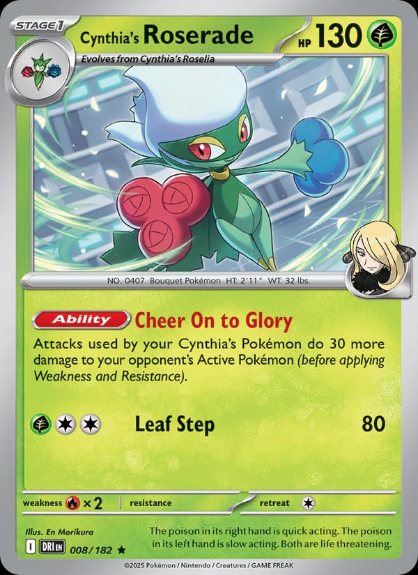 Cynthia's Roserade 008/182 Destined Rivals Pokémon card