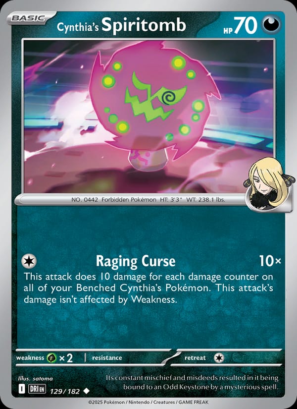Cynthia's Spiritomb 129/182 Destined Rivals Pokémon card