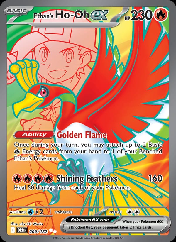 Ethan's Ho-Oh ex 209/182 Destined Rivals Pokémon card