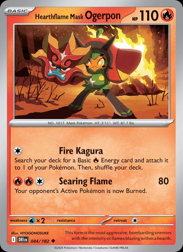 Hearthflame Mask Ogerpon 044/182 Destined Rivals Pokémon card