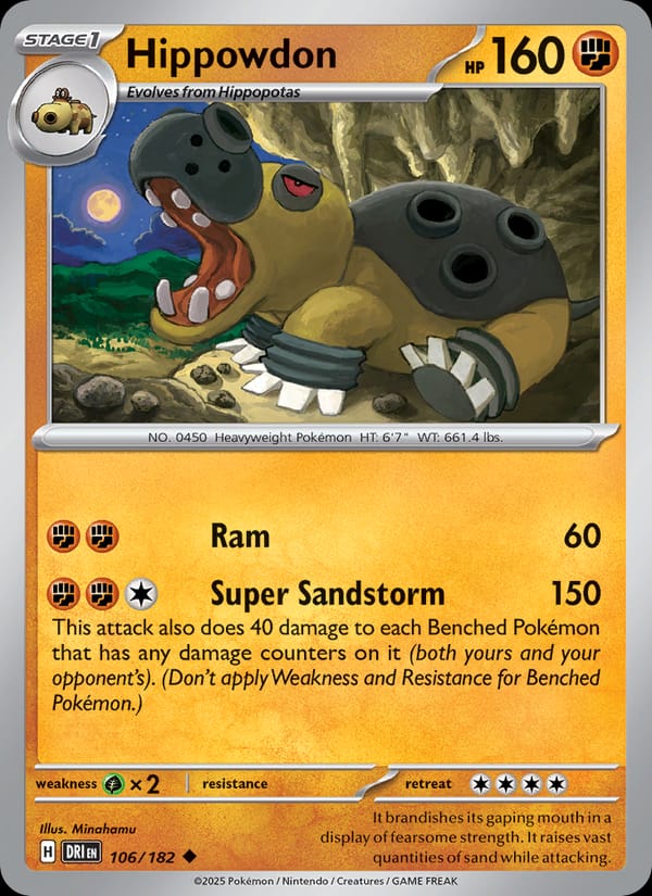 Hippowdon 106/182 Destined Rivals Pokémon card