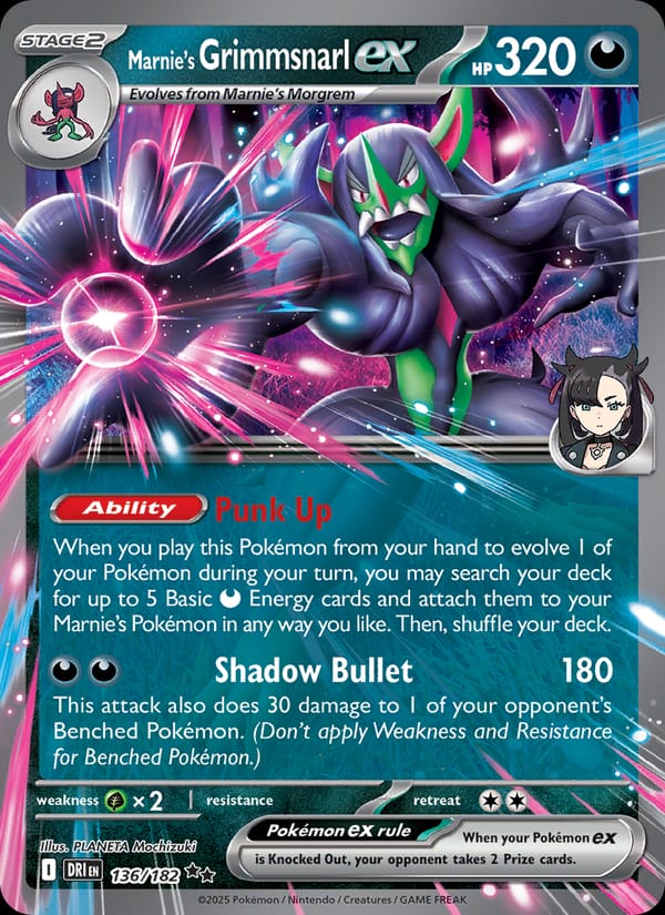 Marnie's Grimmsnarl ex 136/182 Destined Rivals Pokémon card