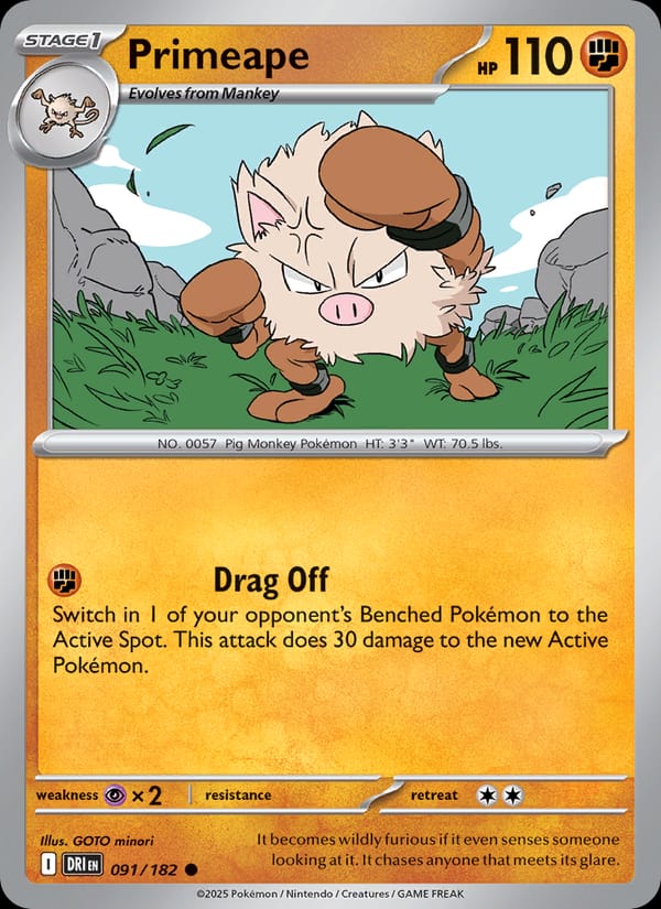 Primeape 091/182 Destined Rivals Pokémon card