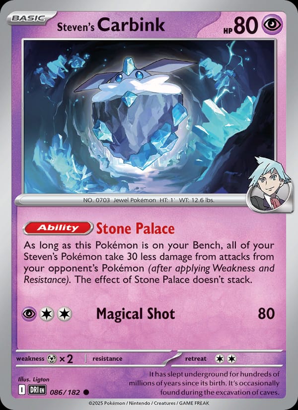 Steven's Carbink 086/182 Destined Rivals Pokémon card
