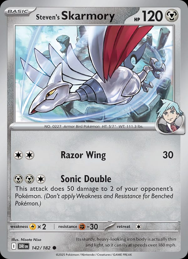 Steven's Skarmory 142/182 Destined Rivals Pokémon card