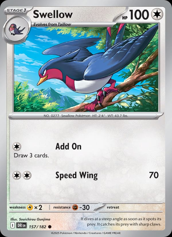 Swellow 157/182 Destined Rivals Pokémon card