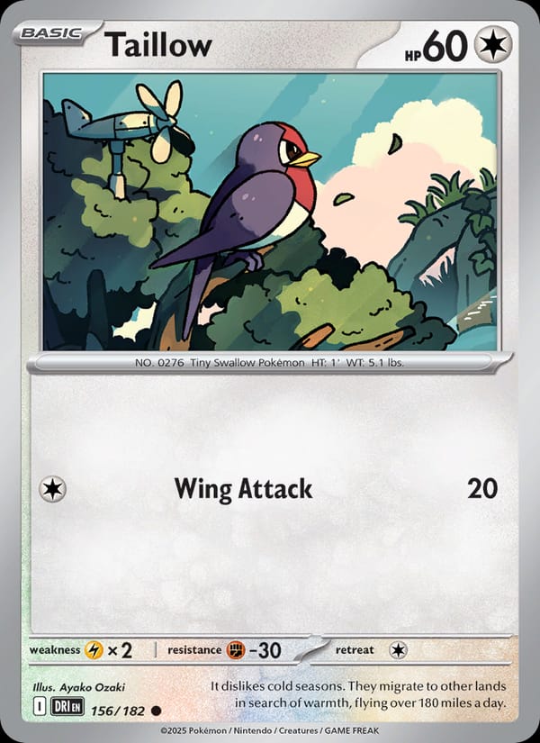 Taillow 156/182 Destined Rivals Pokémon card