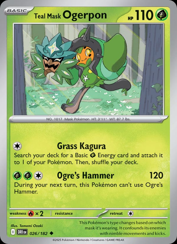 Teal Mask Ogerpon 026/182 Destined Rivals Pokémon card