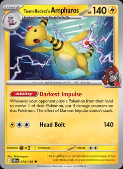 Team Rocket's Ampharos 074/182 Uncommon – Destined Rivals Pokémon card