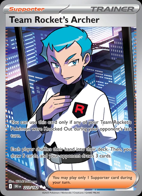 Team Rocket's Archer 223/182 Destined Rivals Pokémon card