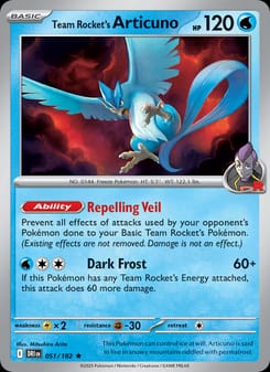 Team Rocket's Articuno 051/182 Rare – Destined Rivals Pokémon card