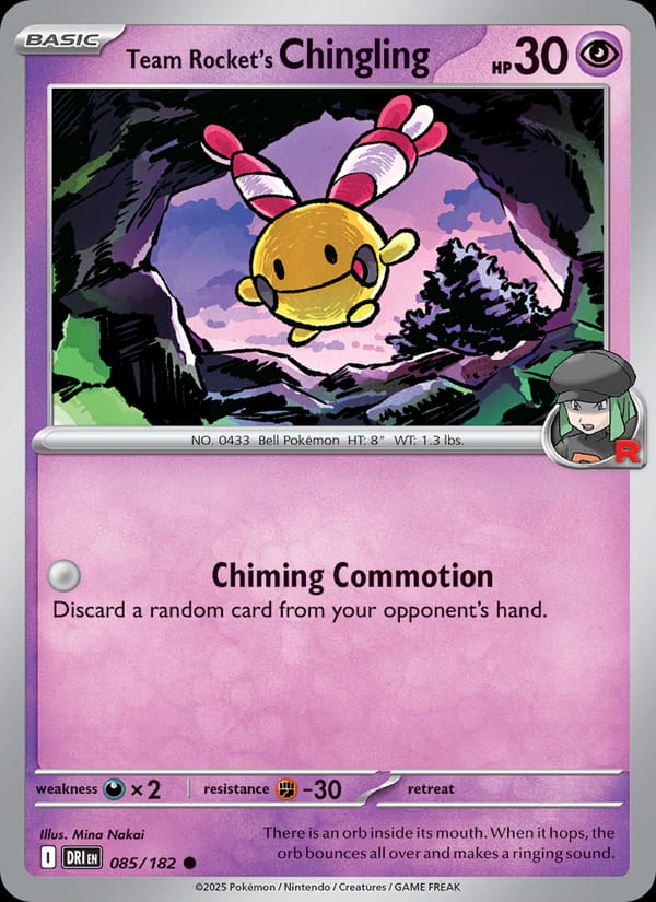 Team Rocket's Chingling 085/182 Destined Rivals Pokémon card