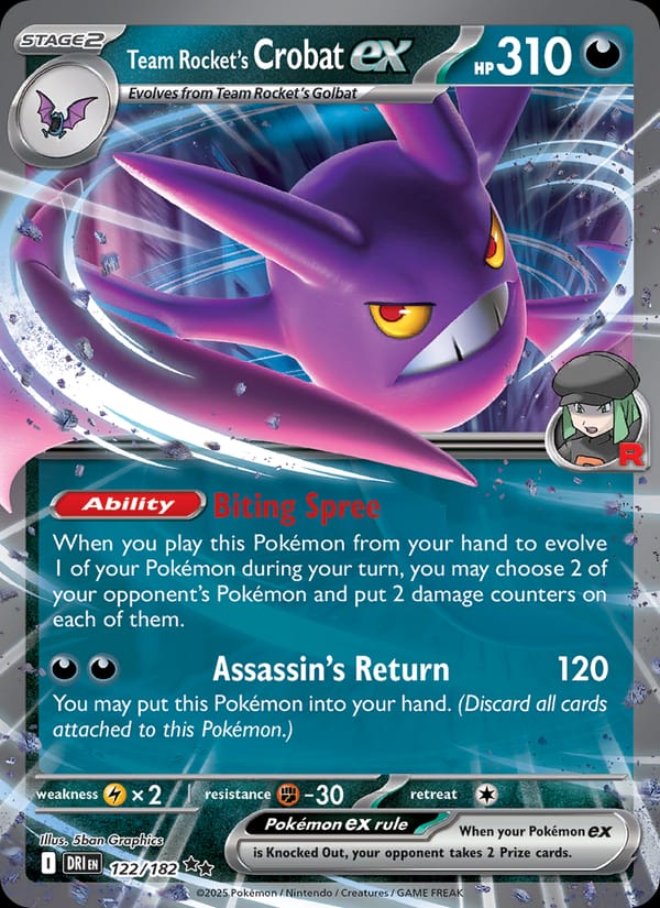 Team Rocket's Crobat ex 122/182 Destined Rivals Pokémon card