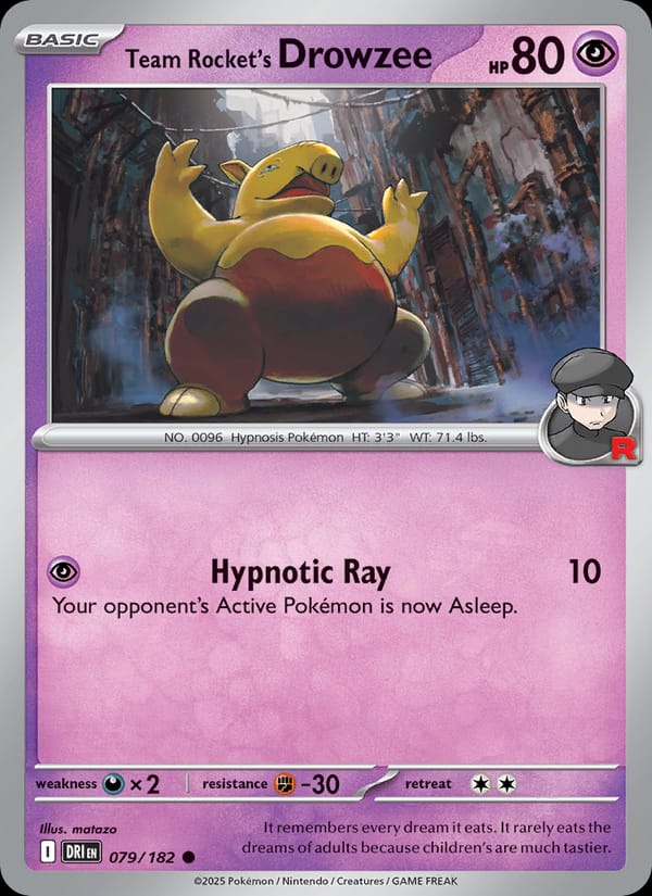 Team Rocket's Drowzee 079/182 Destined Rivals Pokémon card