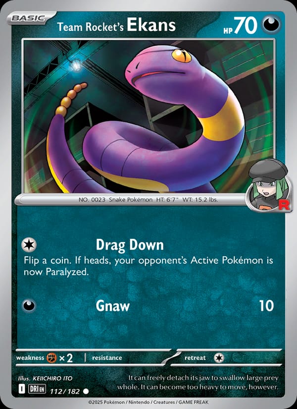 Team Rocket's Ekans 112/182 Destined Rivals Pokémon card