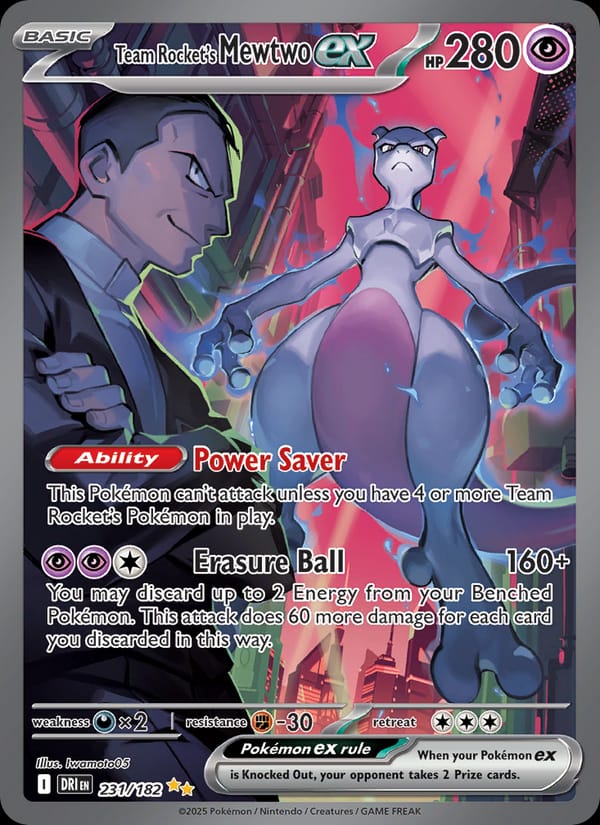 Team Rocket's Mewtwo ex 231/182 Destined Rivals Pokémon card