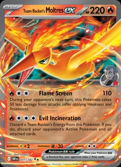 Team Rocket's Moltres ex 031/182 Double Rare – Destined Rivals Pokémon card