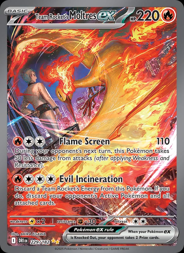Team Rocket's Moltres ex 229/182 Destined Rivals Pokémon card
