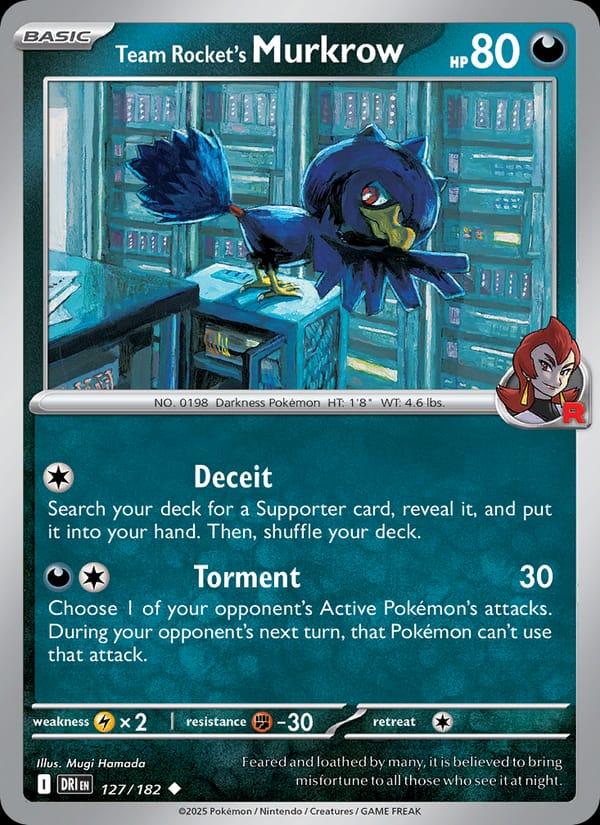 Team Rocket's Murkrow 127/182 Destined Rivals Pokémon card