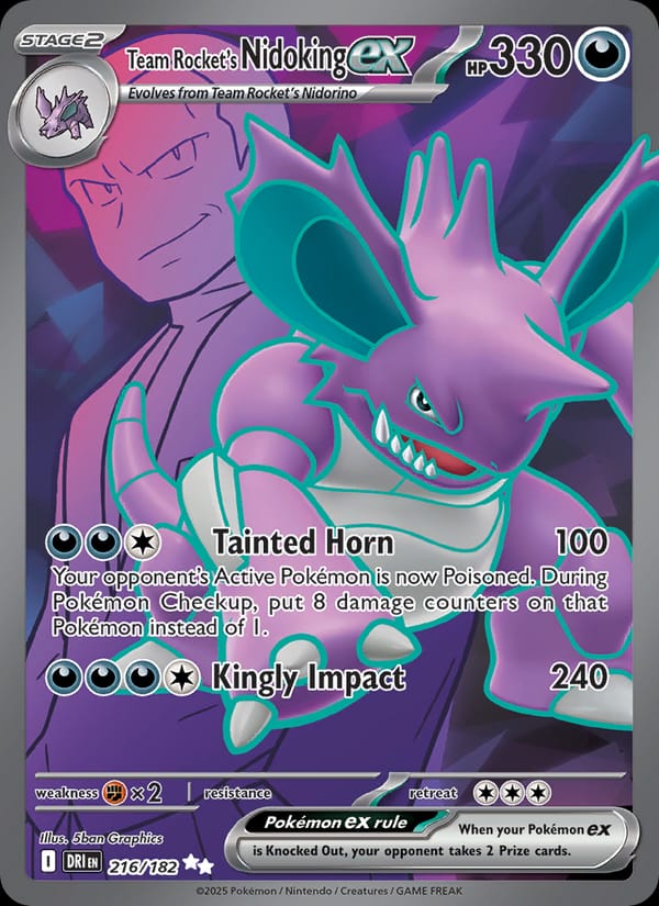 Team Rocket's Nidoking ex 216/182 Destined Rivals Pokémon card