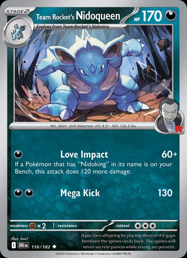 Team Rocket's Nidoqueen 116/182 Destined Rivals Pokémon card