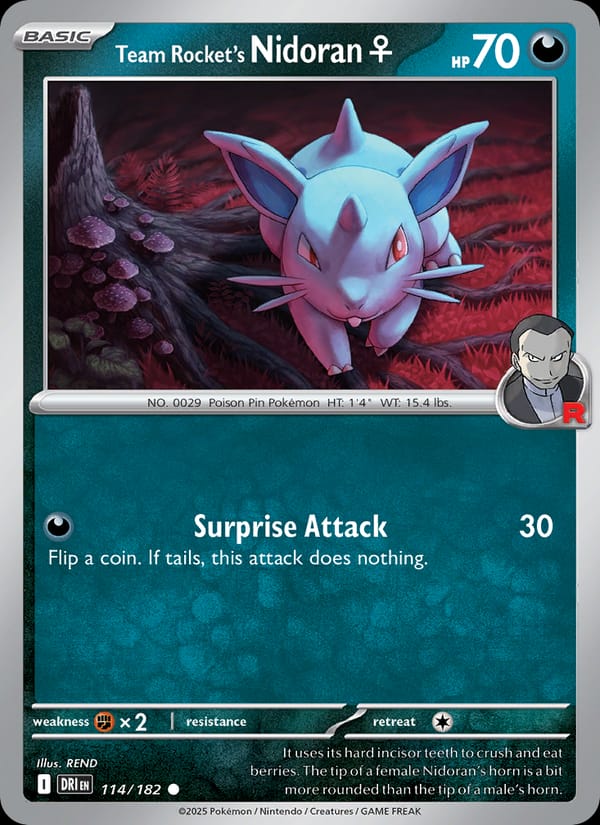 Team Rocket's Nidoran♀ 114/182 Destined Rivals Pokémon card
