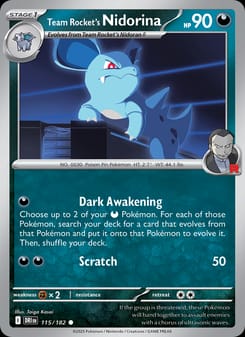 Team Rocket's Nidorina 115/182 Common – Destined Rivals Pokémon card