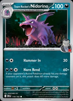 Team Rocket's Nidorino 118/182 Common – Destined Rivals Pokémon card