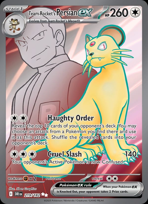 Team Rocket's Persian ex 219/182 Destined Rivals Pokémon card