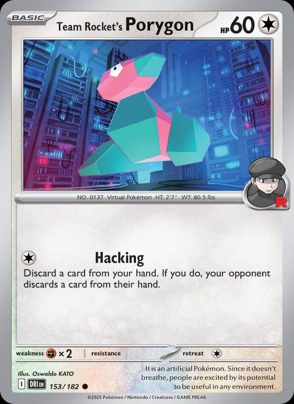 Team Rocket's Porygon 153/182 Destined Rivals Pokémon card