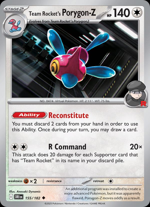 Team Rocket's Porygon-Z 155/182 Destined Rivals Pokémon card