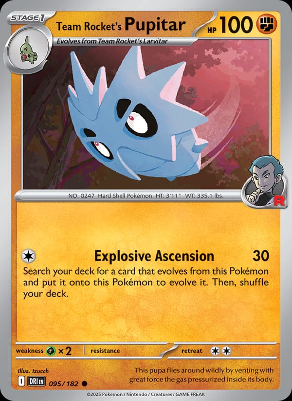 Team Rocket's Pupitar 095/182 Destined Rivals Pokémon card