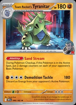 Team Rocket's Tyranitar 096/182 Rare – Destined Rivals Pokémon card