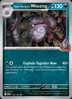 Team Rocket's Weezing 126/182 Uncommon – Destined Rivals Pokémon card