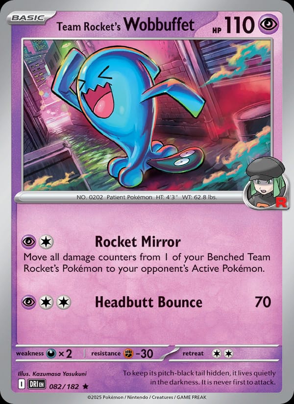 Team Rocket's Wobbuffet 082/182 Destined Rivals Pokémon card