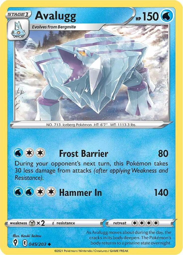 Avalugg 045/203 Evolving Skies Pokémon card