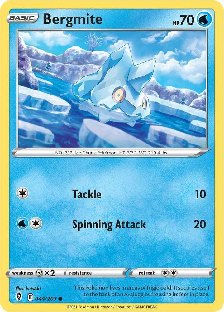 Bergmite 044/203 Evolving Skies Pokémon card