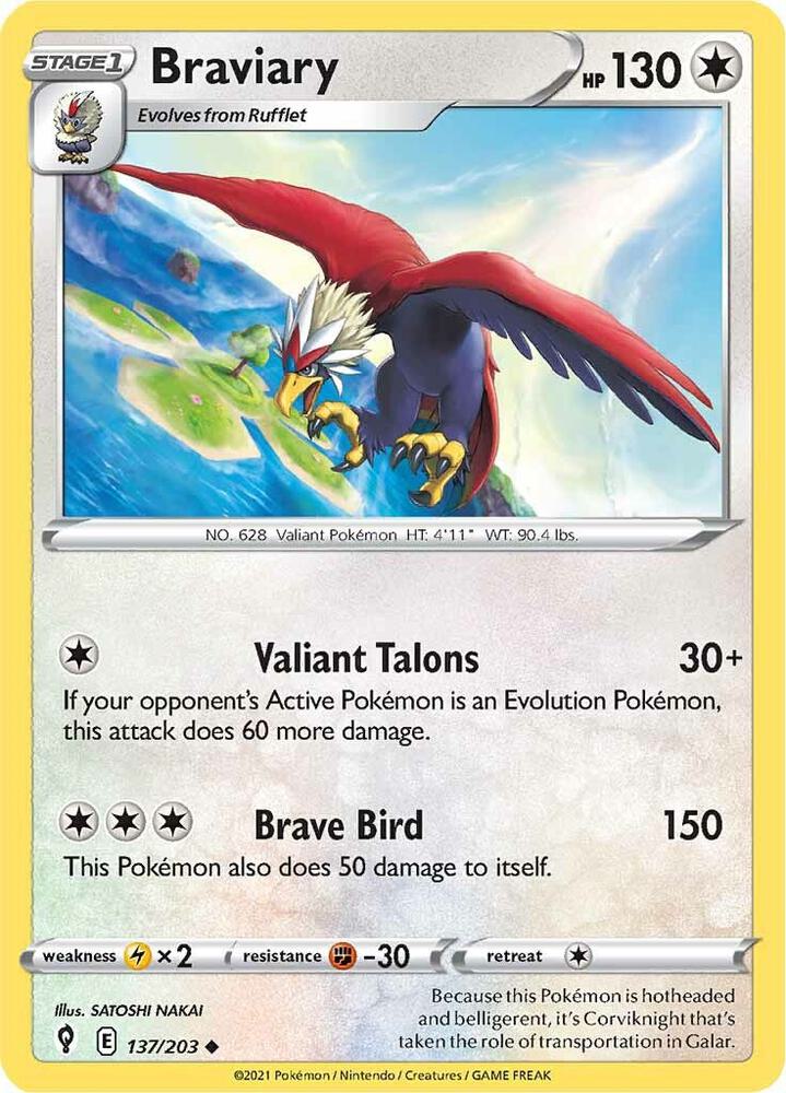 Braviary 137/203 Evolving Skies Pokémon card